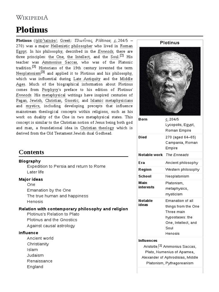 Plotinus | PDF | Neoplatonism | Roman Era Philosophy