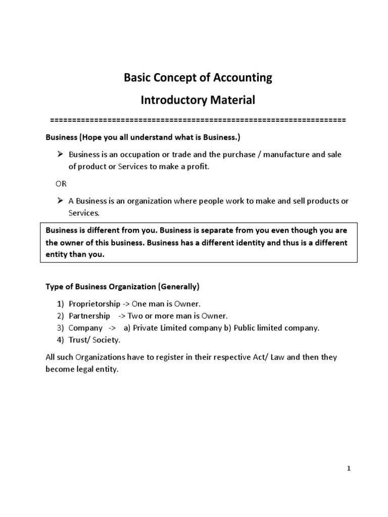 Introduction to Basic Accounting Concepts | PDF | Debits And Credits ...