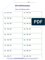 GCF LCM Worksheet