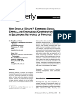 Why Should I Share? Examining Social Capital and Knowledge Contribution in Electronic Networks of Practice1