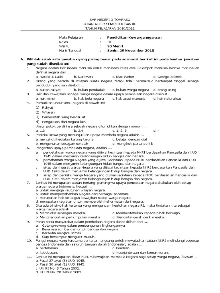 Soal Ulangan Pkn Kelas 9 Tentang Globalisasi