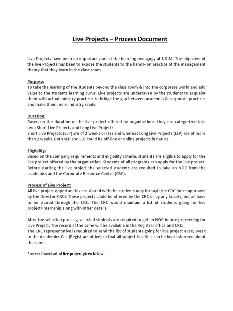 Live Project Opportunities Overview | PDF | Mentorship | Test (Assessment)