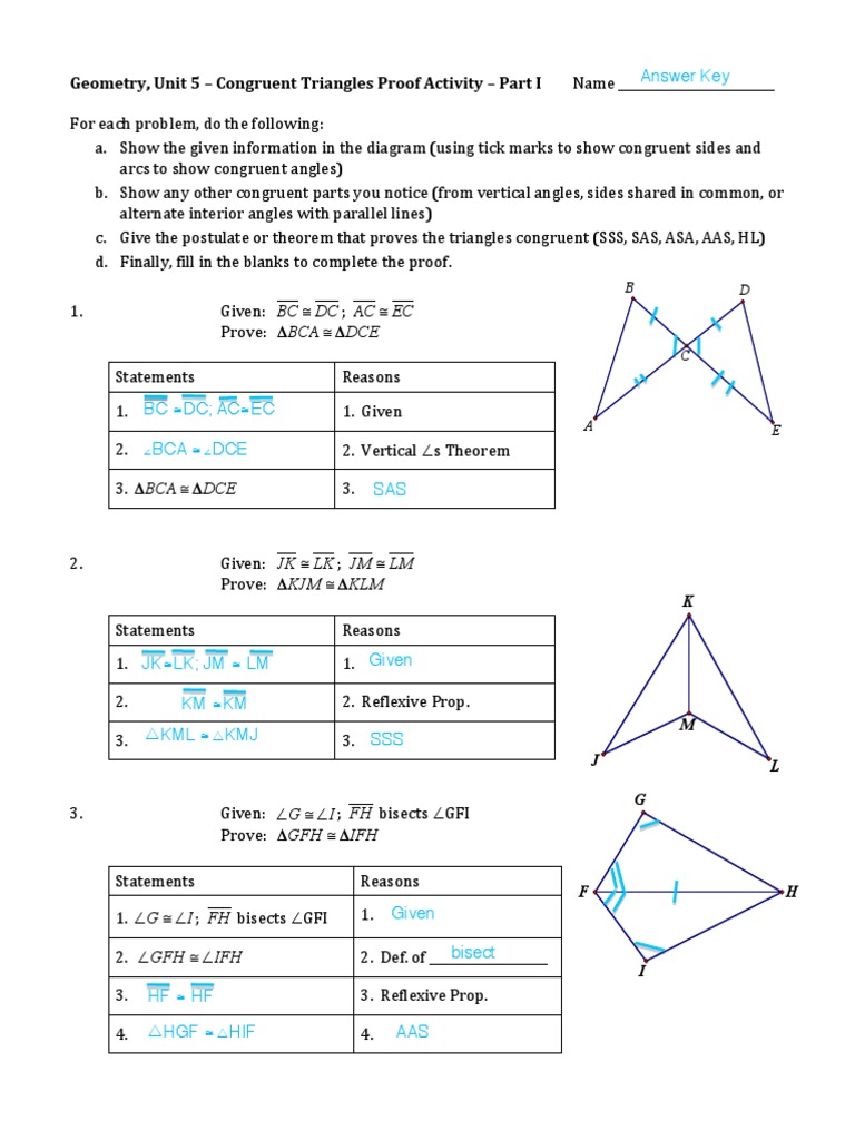 Congruent Triangles Proof Worksheet 1 Answers Euclid Euclidean Geometry