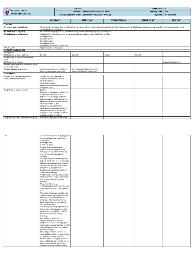 Esp 5 - Q3 - W7 DLL | PDF