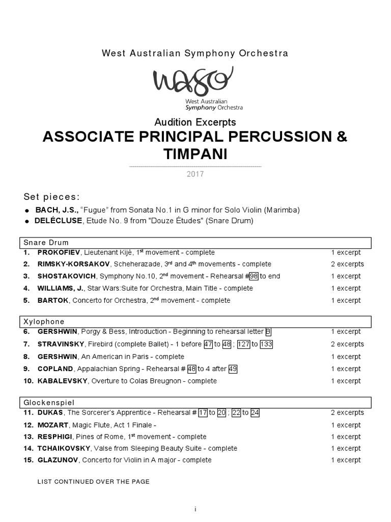 Associate Principal Percussion and Timpani Excerpts 2017 PDF
