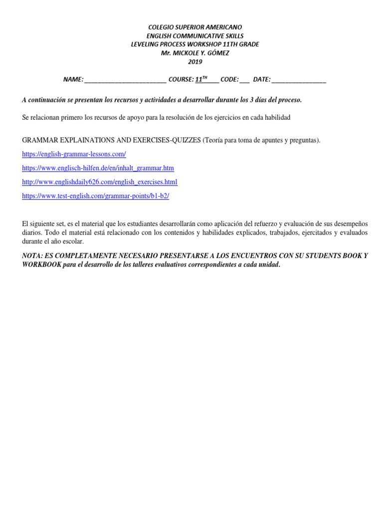 11th Grade English Skills Workshop Guide | PDF | Barbecue Grill ...