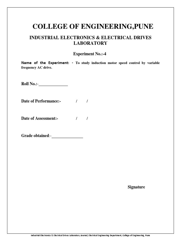 To Study Induction Motor Speed Control by Variable Frequency AC Drive