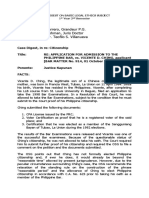 Case Digest Basic Legal Ethics Subject RE: APPLICATION FOR ADMISSION TO THE PHILIPPINE BAR, vs. VICENTE D. CHING, Applicant (BAR MATTER No. 914, 01 October 1999)