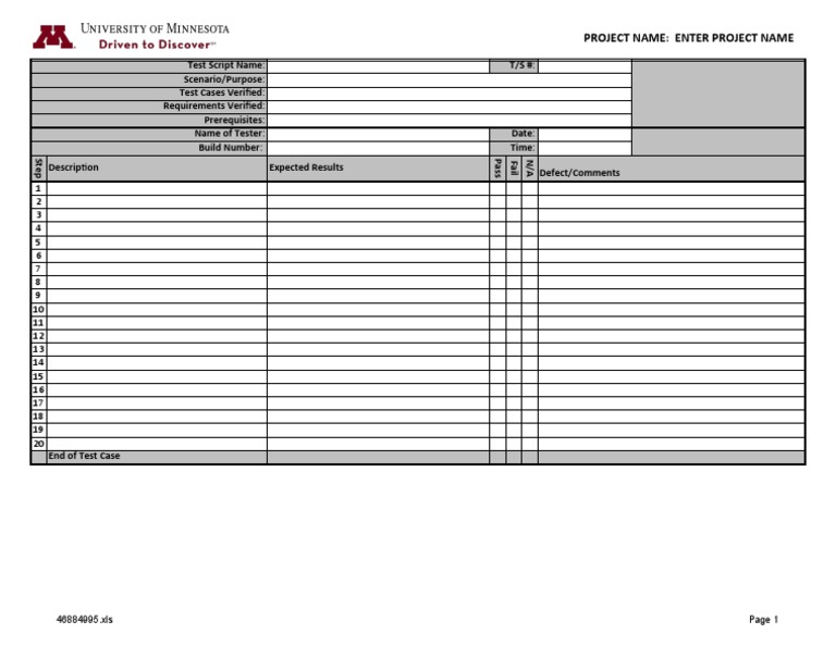 Template Test Script | PDF
