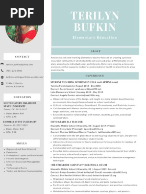 teacher resume