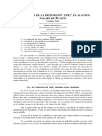 Dos Sentidos de La Preposición PROS en Algunos Pasajes de Platón