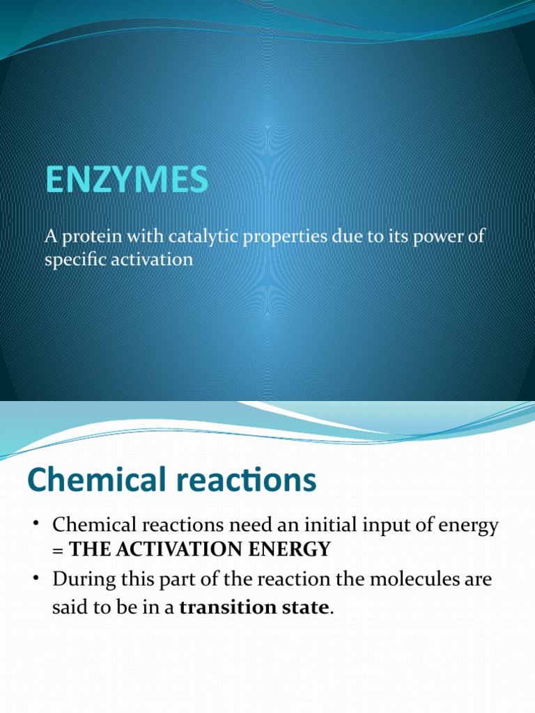 Enzymes A Protein With Catalytic Properties Due To Its Power of Specific Activation PDF