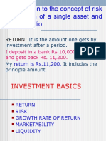 Introduction To The Concept of Risk and Return of A Single Asset and of A Portfolio
