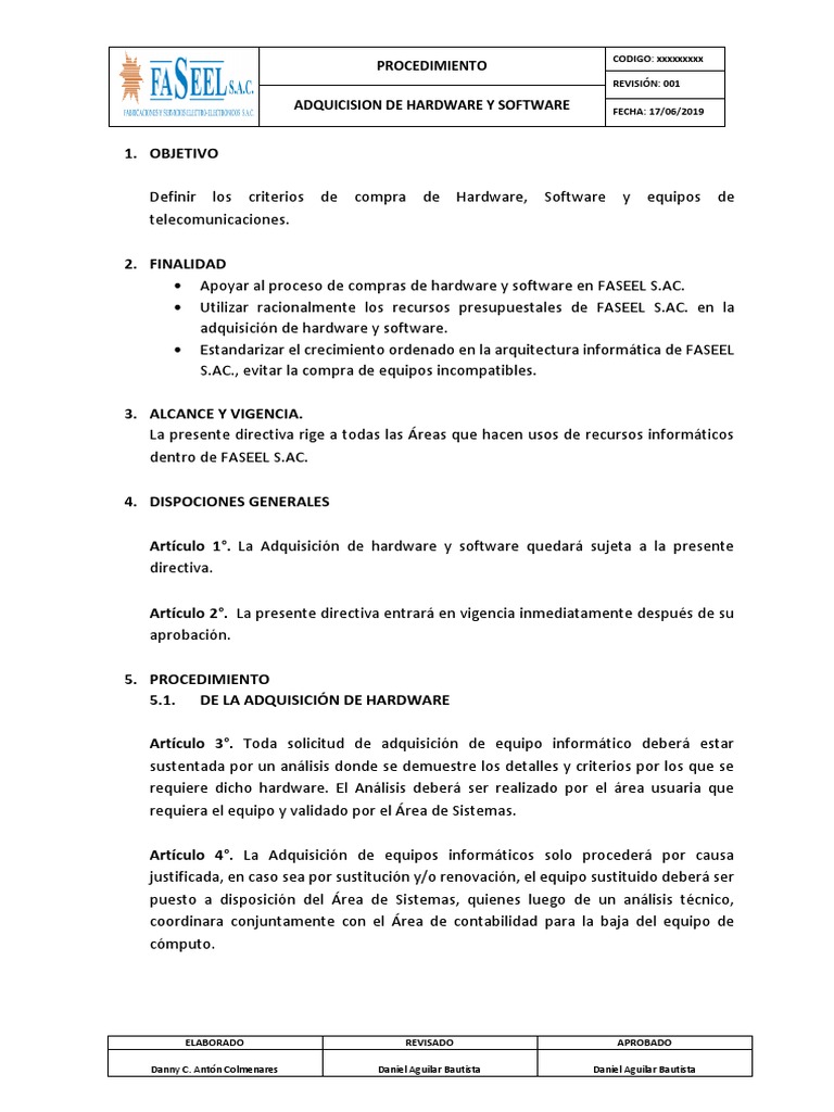 Procedimiento de Adquisición de TI | PDF | Hardware de la computadora ...