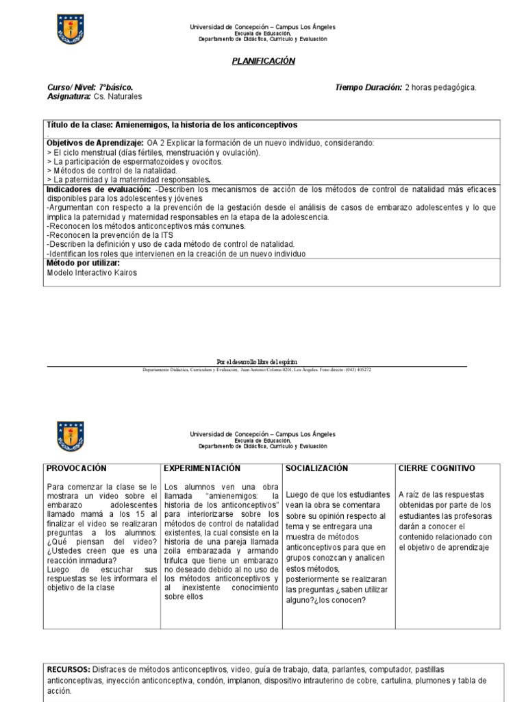Planificacion Didactica | PDF | Control de la natalidad | Plan de estudios