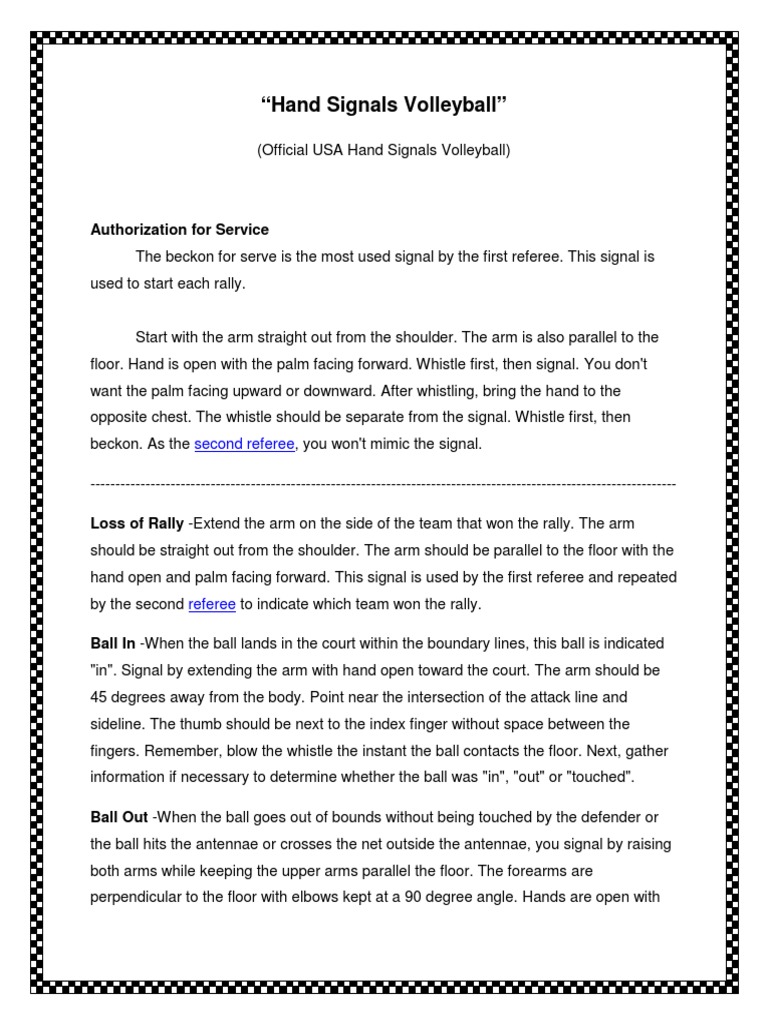 Hand Signal Volley Ball - Review. | PDF | Volleyball | Hand
