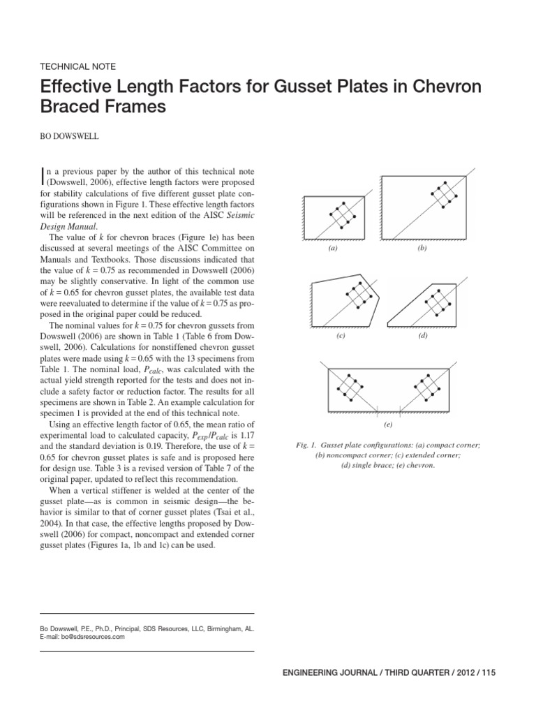Technical Note Effective Length Factors For Gusset Plates in Chevron