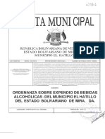 Ordenanza sobre expendio de bebidas alcohólicas del Municipio El Hatillo