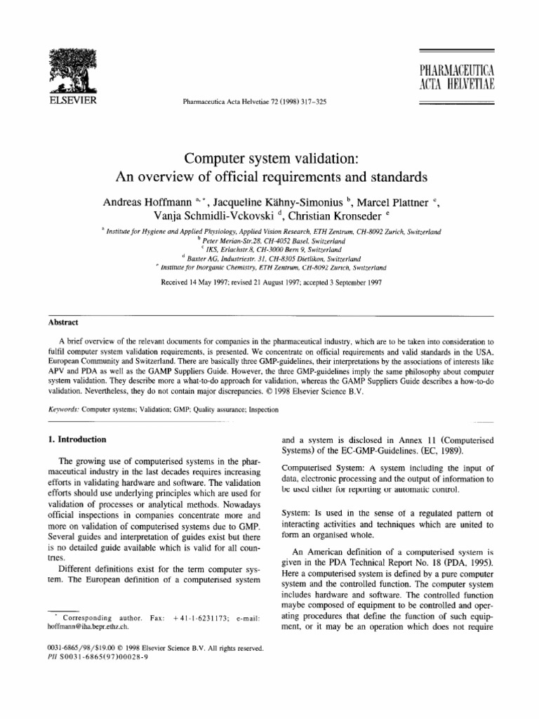 Computer System Validation An Overview of Official Requeriments | PDF ...