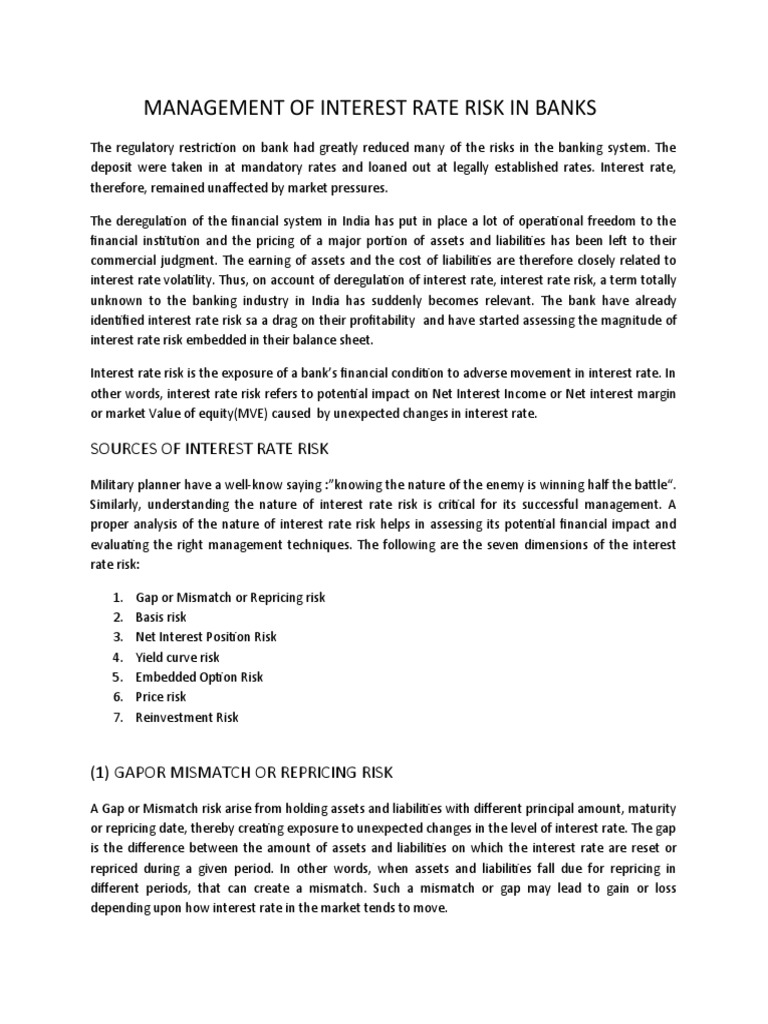 Managing Interest Rate Risk in Banks | PDF | Bonds (Finance) | Interest