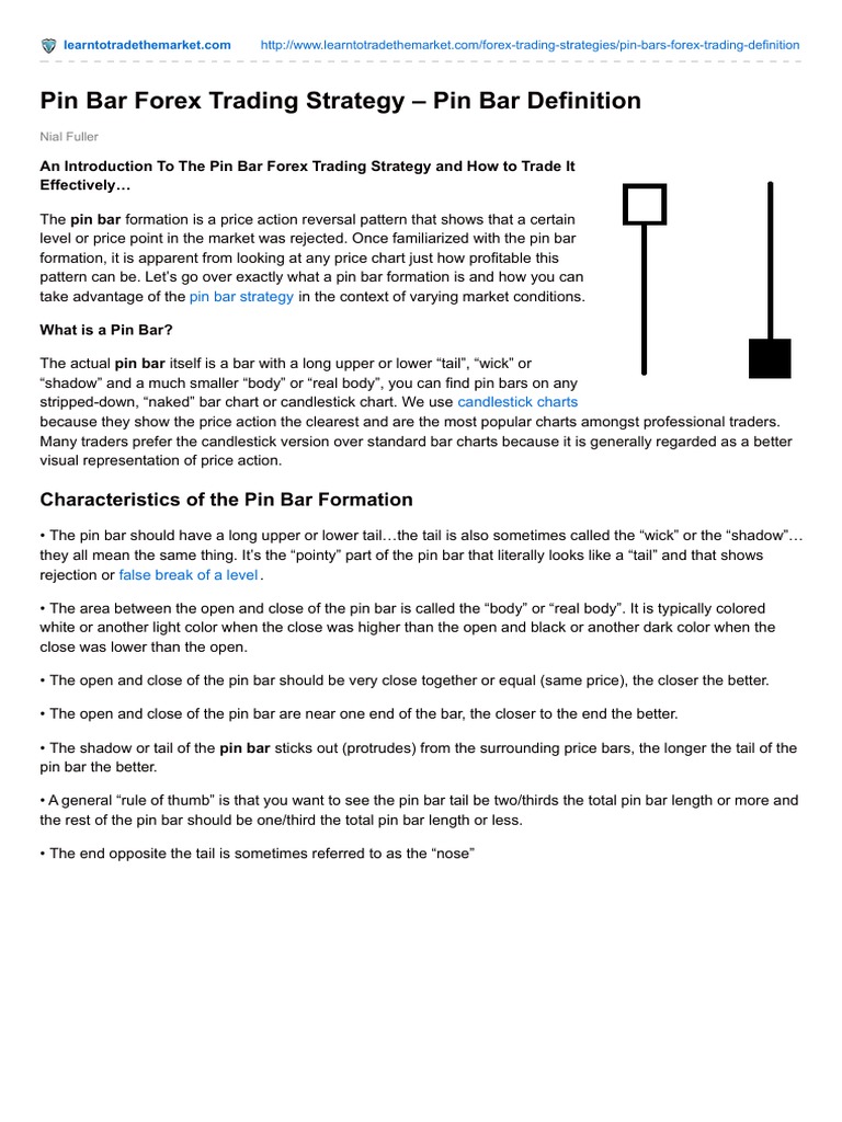Pin Bar Forex Trading Strategy Pin Bar Definition PDF Order