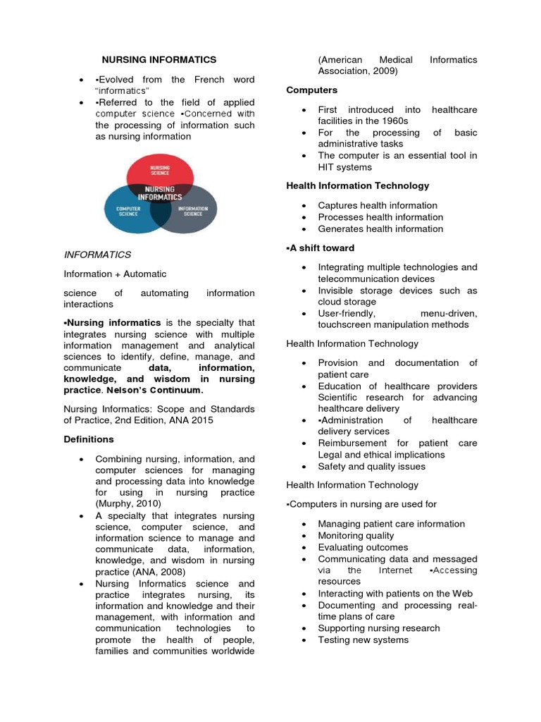 Nursing Informatics Prelims | PDF | Health Informatics | Health Care