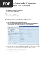 Enable Backend TXN As A Tile in Fiori Launchpad