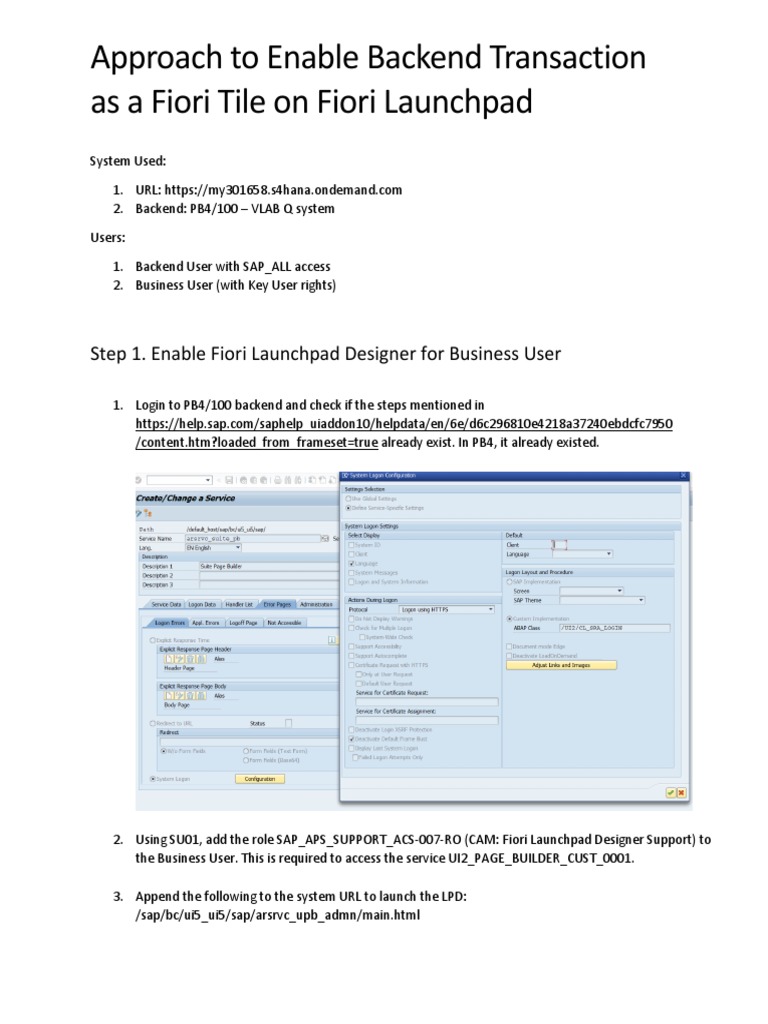 Enable Fiori Tile for Backend Transaction | PDF | Areas Of Computer ...