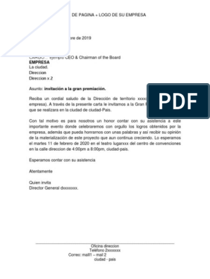 Modelo Carta de Invitacion A Evento | PDF