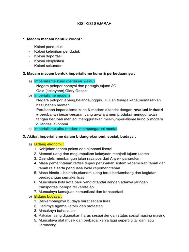 Kisi Kisi Sejarah Pdf