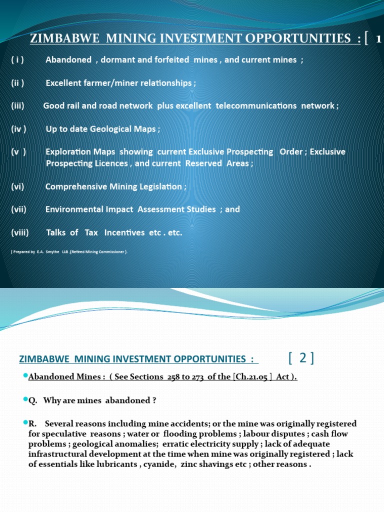 Zimbabwe Mining Investment Opportunities