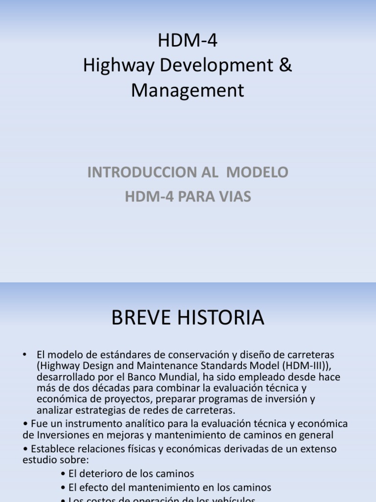 Introducción al Modelo HDM-4 | PDF | La carretera | Software