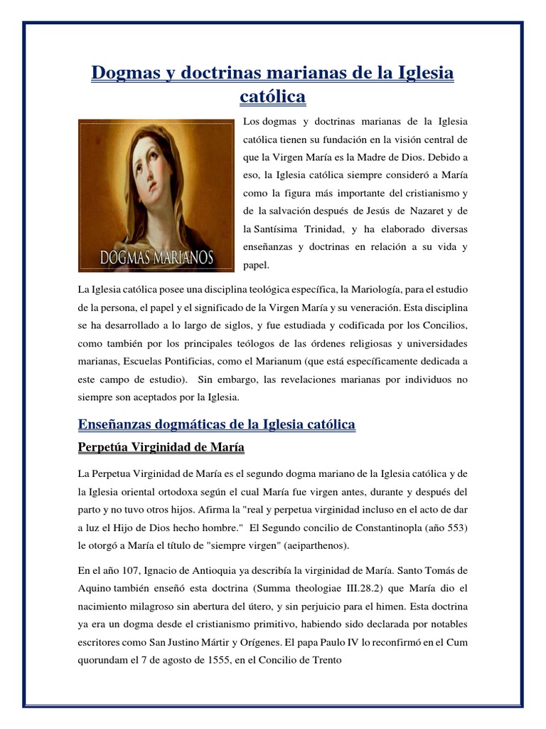 Dogmas y Doctrinas Marianas de La Iglesia Católica PDF María, madre