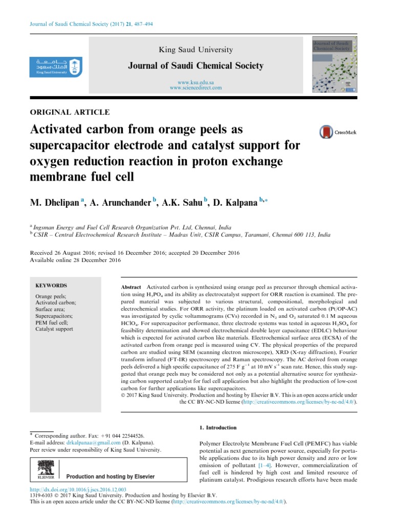 Orange Peel Activated Carbon for Supercapacitors | PDF | Adsorption ...