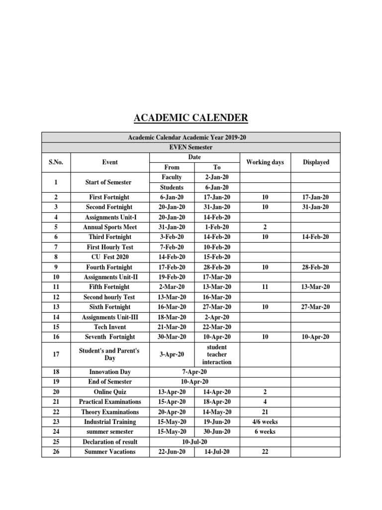 Academic Calender | PDF | Academic Term | Schools