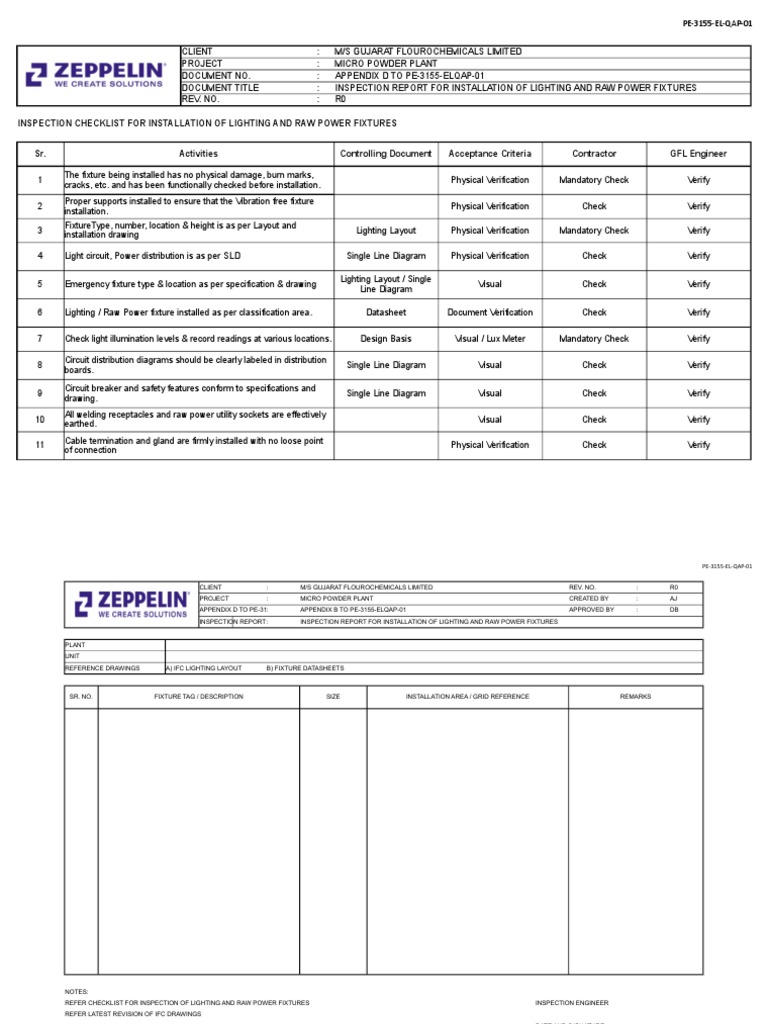 Lighting Installation Inspection | PDF | Lighting | Electrical Engineering