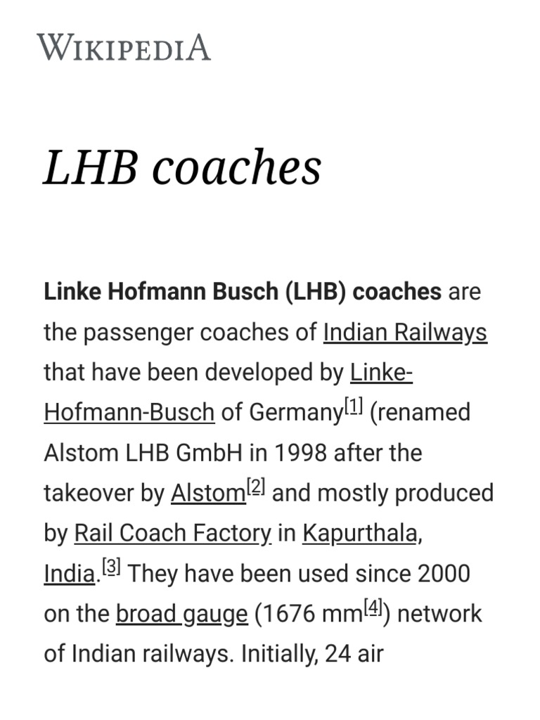 Overview of LHB Coaches in India | PDF | Rolling Stock | Rail Transport