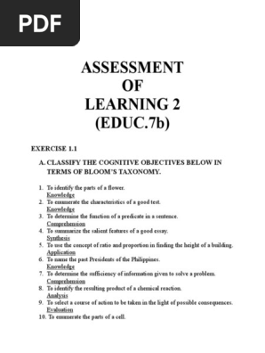 ASSESSMENT OF LEARNING II (EDUC.7b)