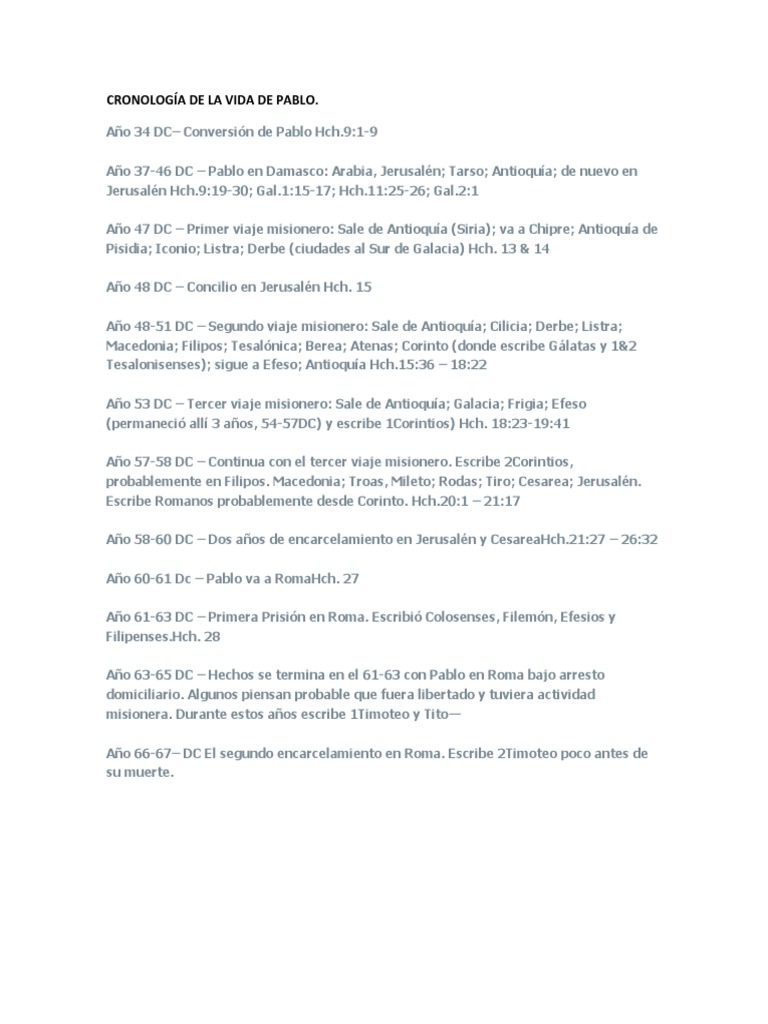 Cronología de La Vida de Pablo | PDF