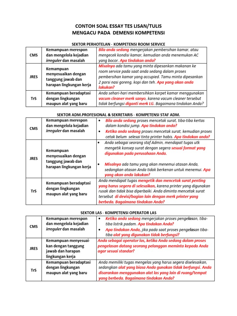 6 Contoh Soal Essay Cms Trs Jres