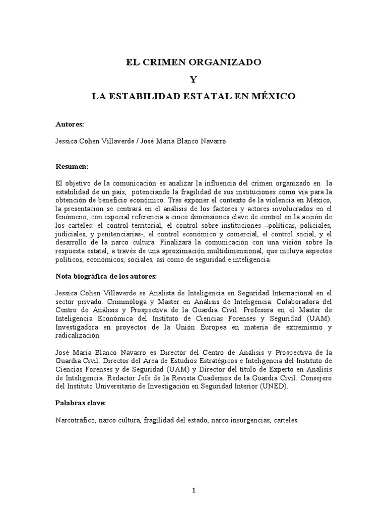 Crimen Organizado y Estabilidad en México | PDF | Estado (política ...