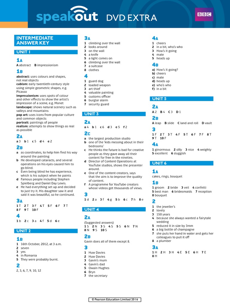 Speakout DVD Extra Intermediate Answer Key PDF | PDF | Paintings