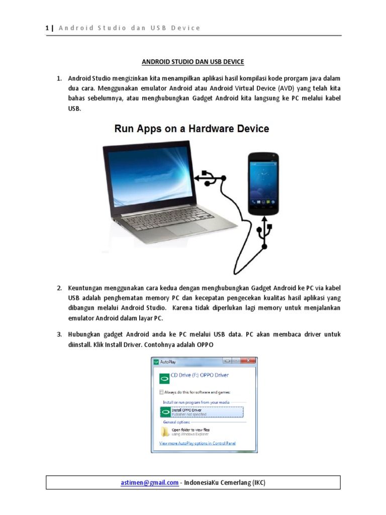 Pengaturan USB Device di Android Studio | PDF