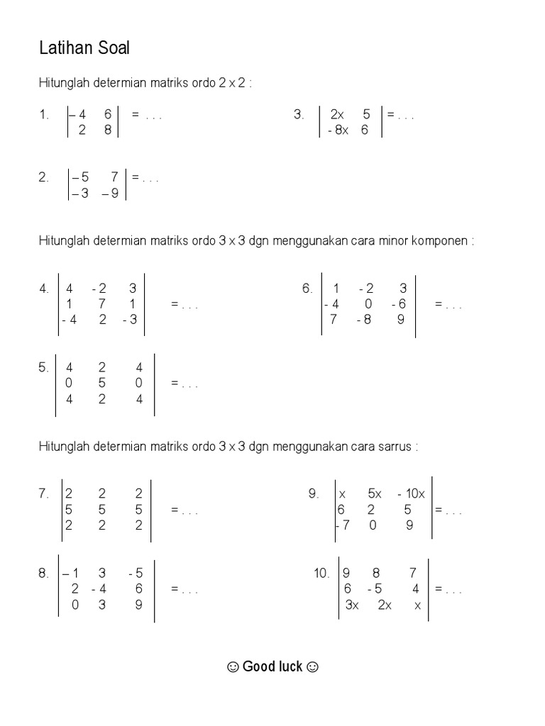 Menghitung Determinan Matriks 2x2 dan 3x3 | PDF | Metode & Bahan Ajar
