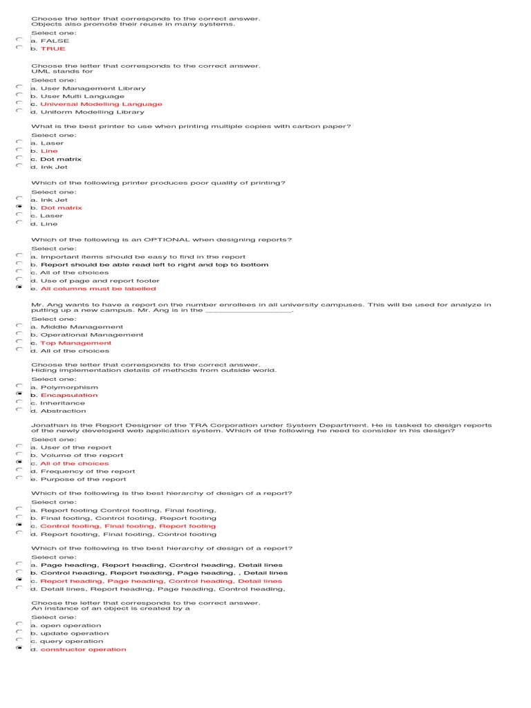 IT301 (System Analysis & Design) Q5 ANSWER KEY | PDF | Class (Computer ...