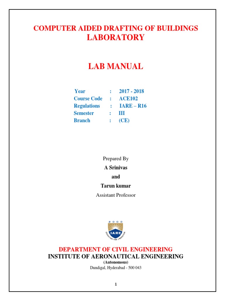 CAD Lab Manual (ACE102) PDF PDF Computer Monitor Engineering