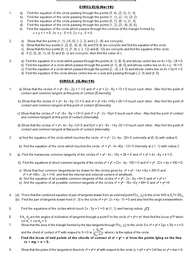 Aims Mathematics 2B Important Questions List 2019 20 | PDF | Ellipse ...