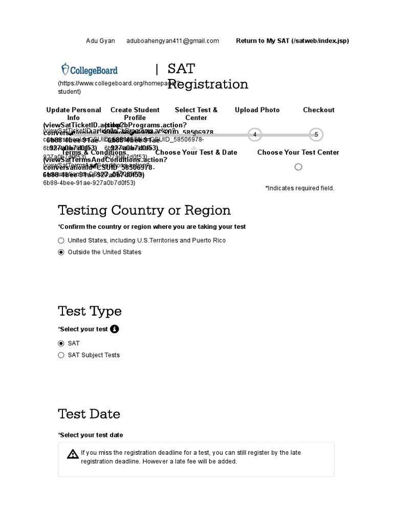 SAT® Registration Test & Center Date College Board PDF PDF