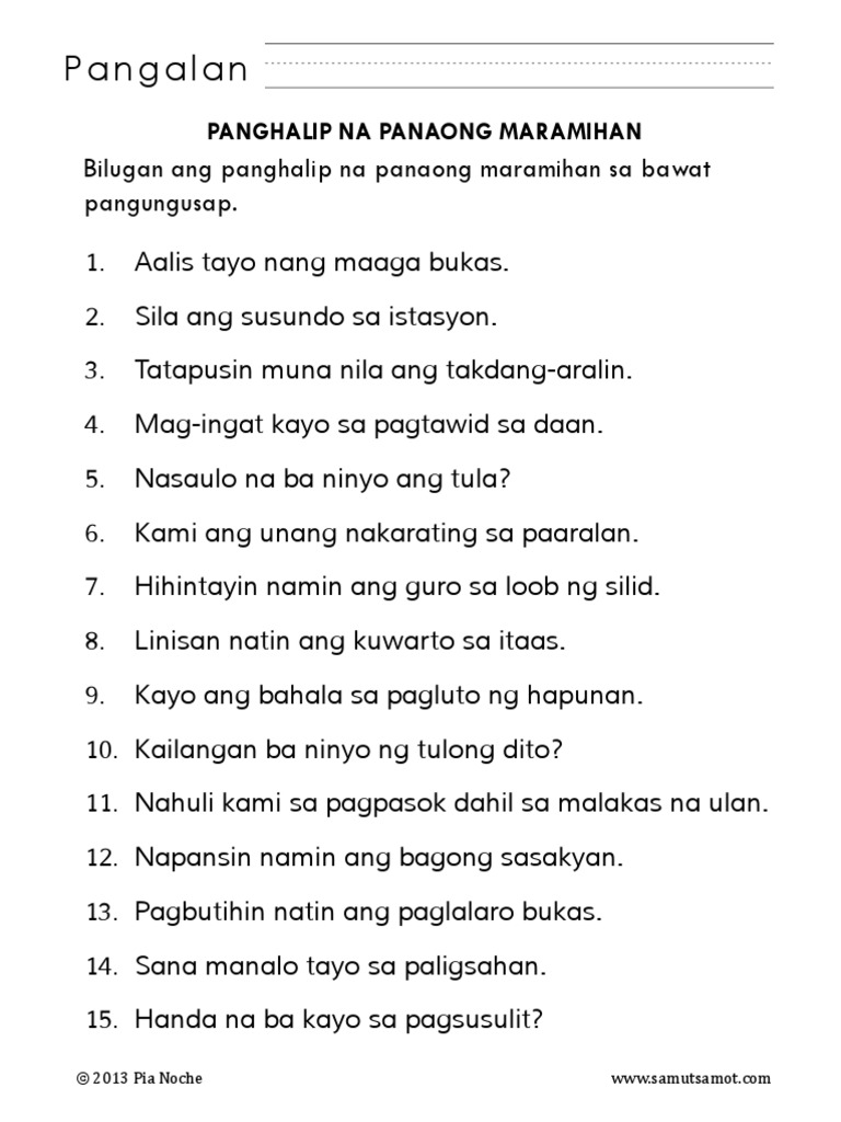 Panghalip Na Panao Worksheet Grade 2 Mobile Legends Gambaran