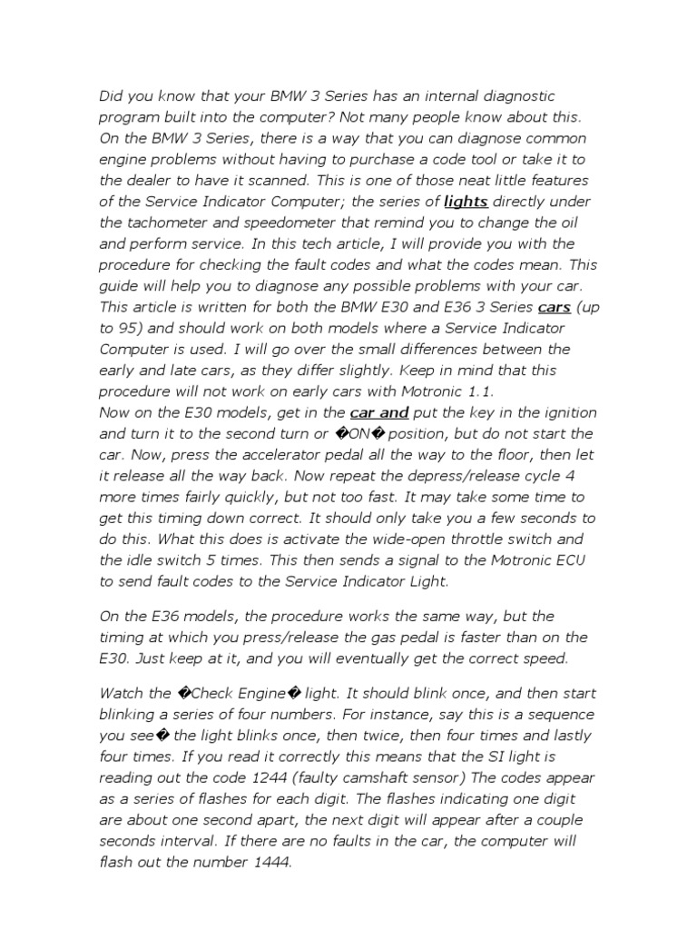 BMW Engine Codes PDF
